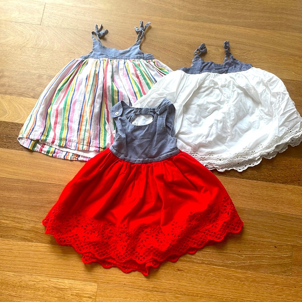 Bundle of 3 Baby Gap Chambray Eyelet Dresses 12-18